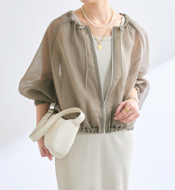  「【軽やかな着心地】ソフトオーガンジーZIPブルゾン」|ブルゾン・スタジャン|