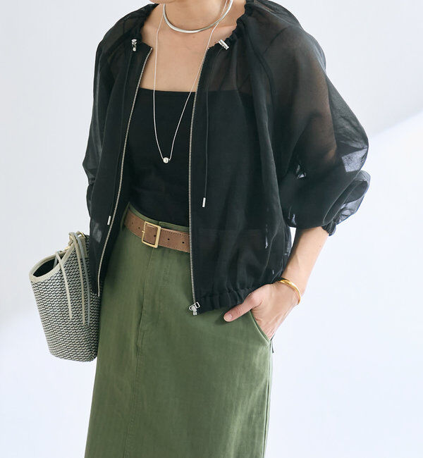  「【軽やかな着心地】ソフトオーガンジーZIPブルゾン」|ブルゾン・スタジャン|