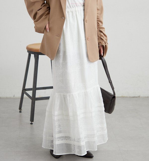  「パネルレースギャザースカート」|スカート|