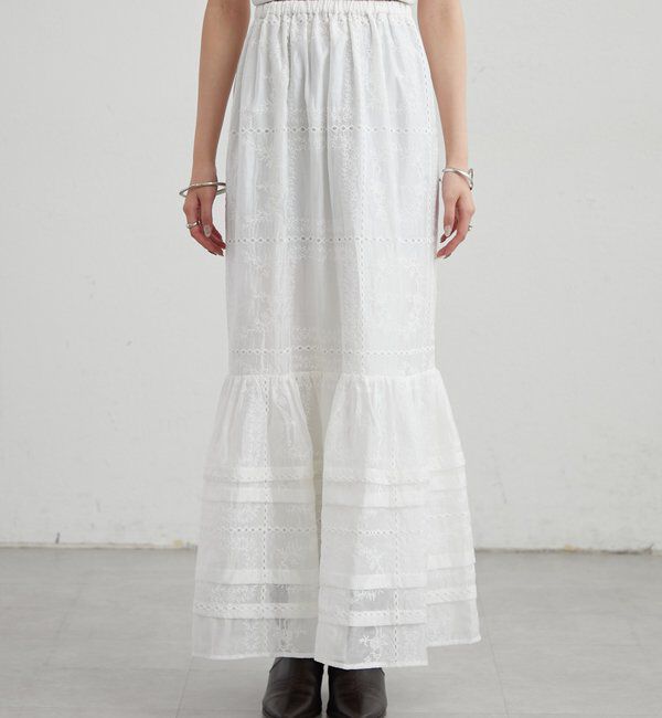  「パネルレースギャザースカート」|スカート|