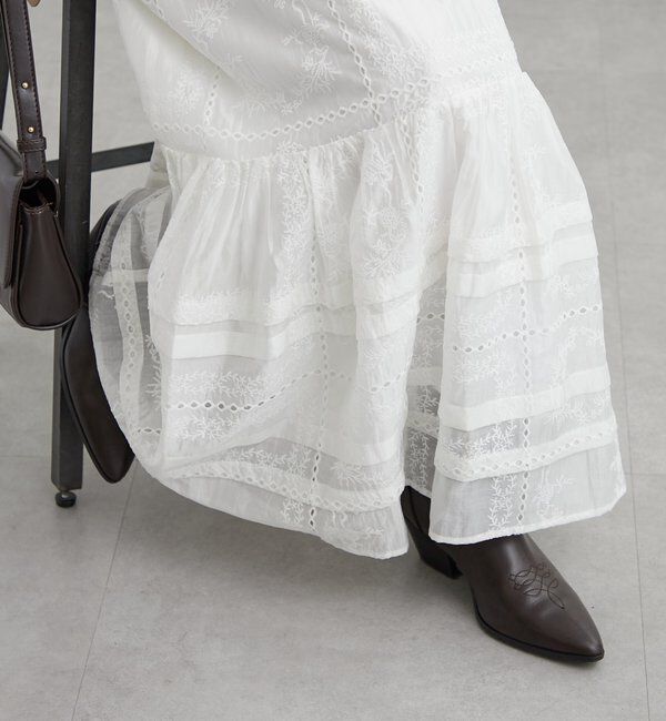  「パネルレースギャザースカート」|スカート|