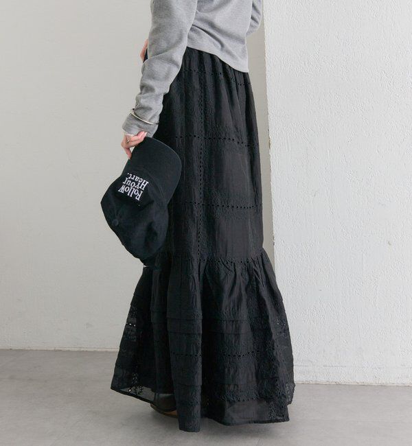  「パネルレースギャザースカート」|スカート|