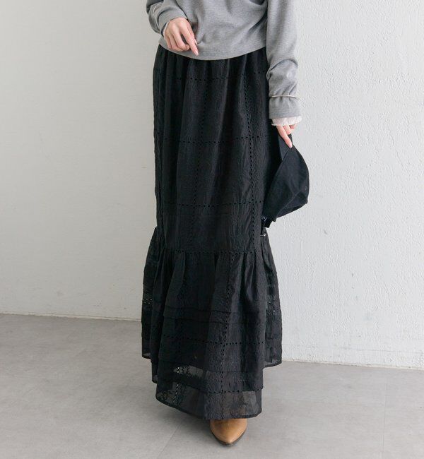  「パネルレースギャザースカート」|スカート|