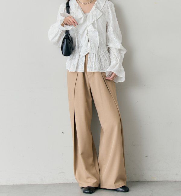  「フラワー刺繍フリルブラウス」|シャツ・ブラウス|