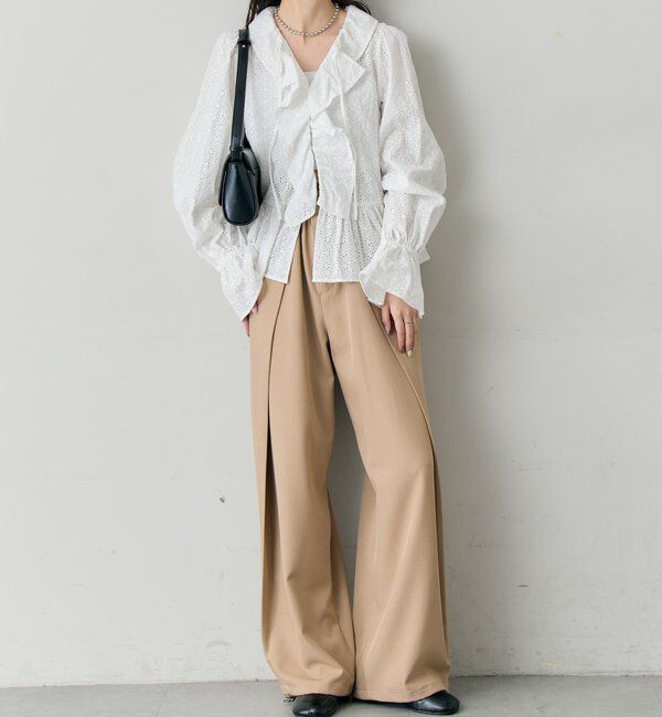  「フラワー刺繍フリルブラウス」|シャツ・ブラウス|