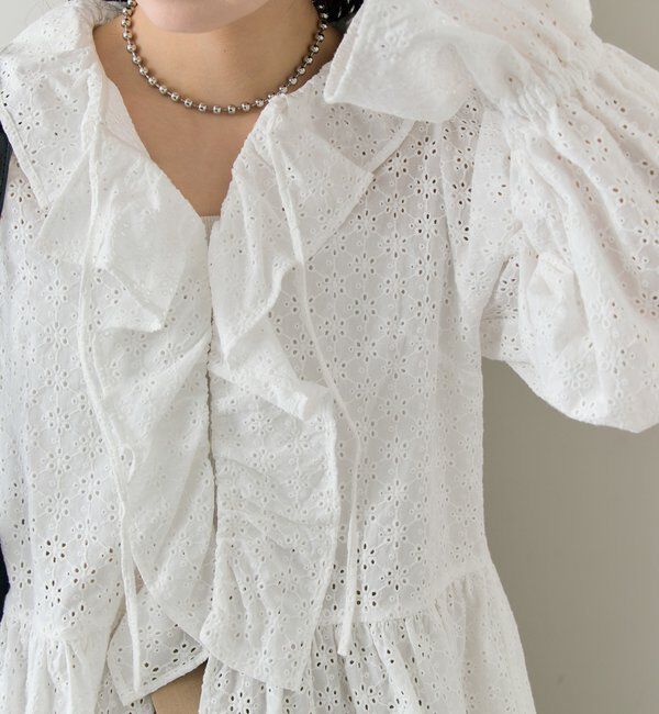  「フラワー刺繍フリルブラウス」|シャツ・ブラウス|