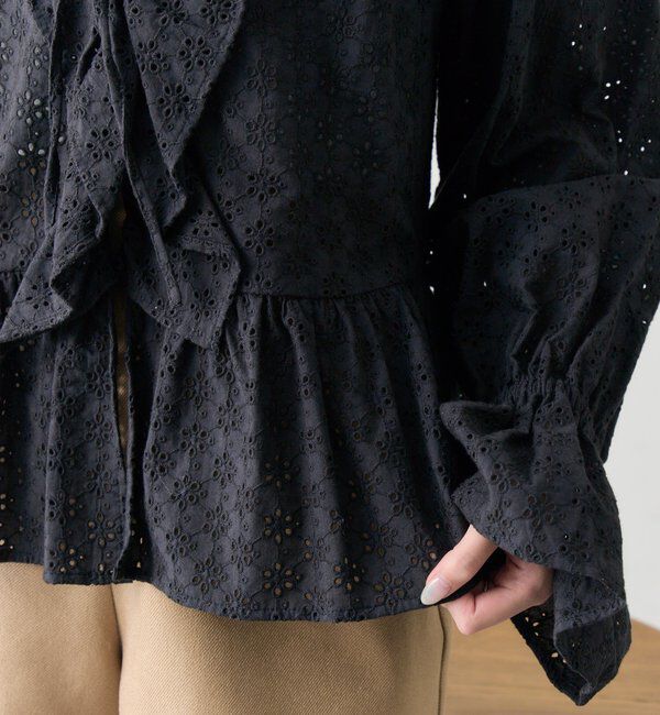  「フラワー刺繍フリルブラウス」|シャツ・ブラウス|