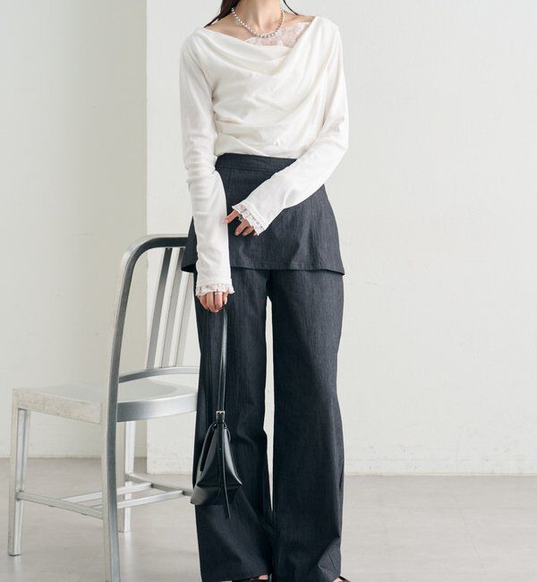  「レースドッキングオフショルプルオーバー」|Tシャツ・カットソー|