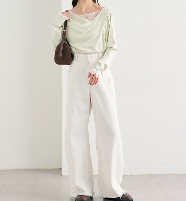  「レースドッキングオフショルプルオーバー」|Tシャツ・カットソー|