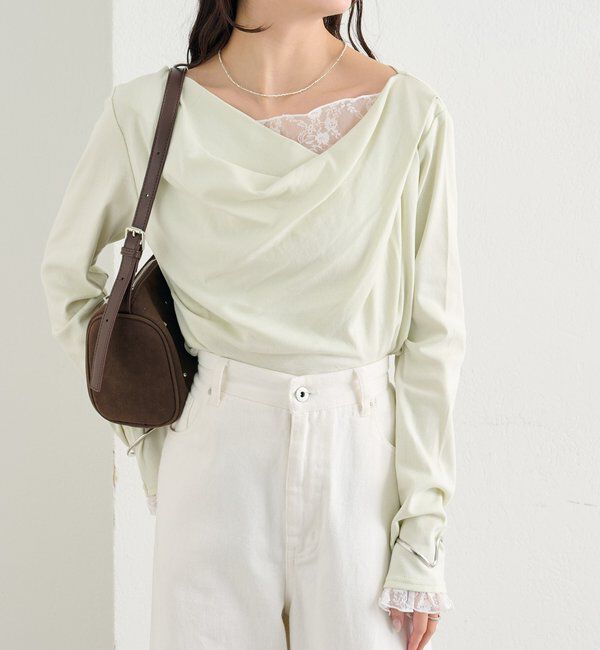  「レースドッキングオフショルプルオーバー」|Tシャツ・カットソー|