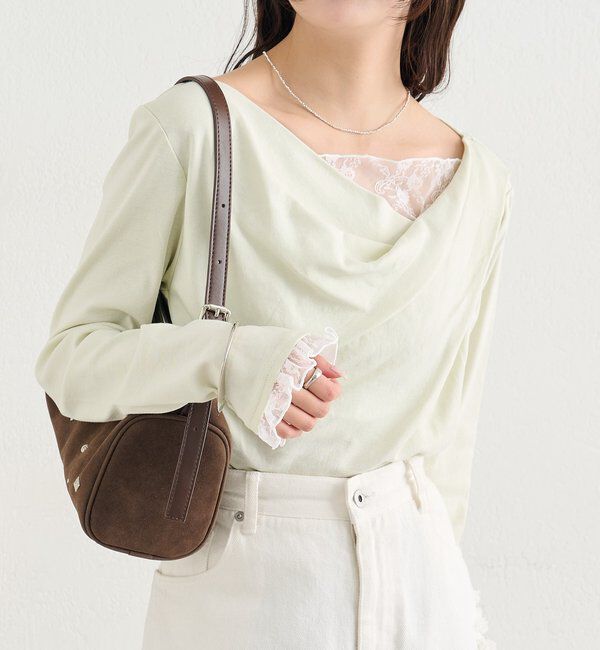  「レースドッキングオフショルプルオーバー」|Tシャツ・カットソー|