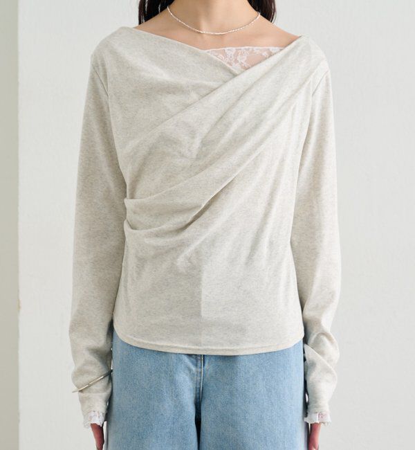  「レースドッキングオフショルプルオーバー」|Tシャツ・カットソー|