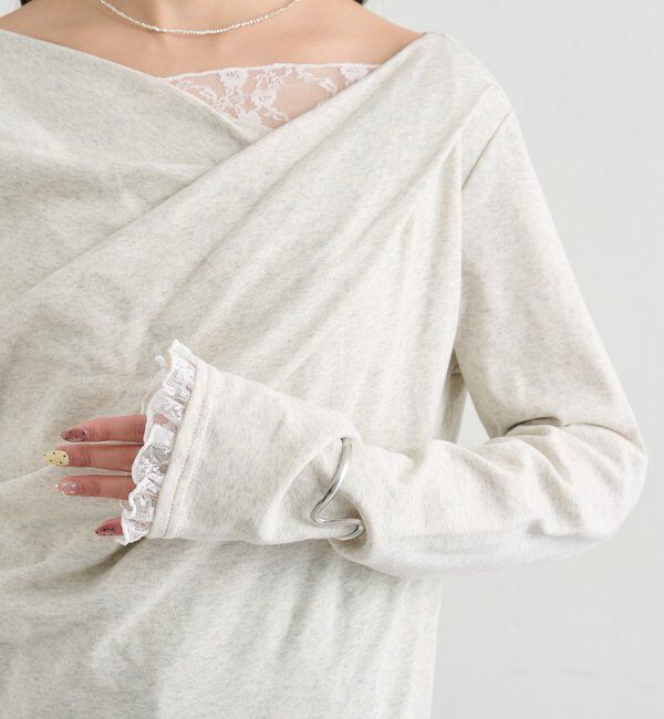  「レースドッキングオフショルプルオーバー」|Tシャツ・カットソー|