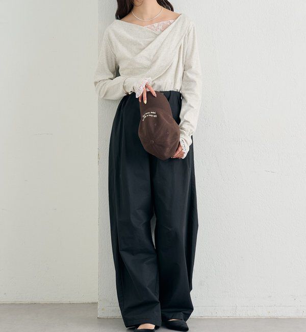  「レースドッキングオフショルプルオーバー」|Tシャツ・カットソー|