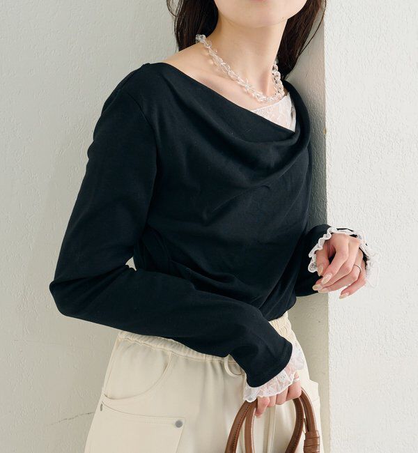  「レースドッキングオフショルプルオーバー」|Tシャツ・カットソー|