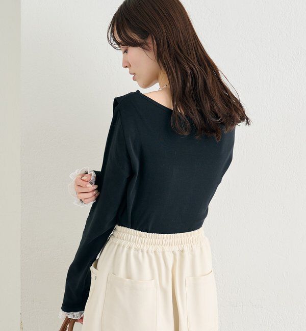  「レースドッキングオフショルプルオーバー」|Tシャツ・カットソー|