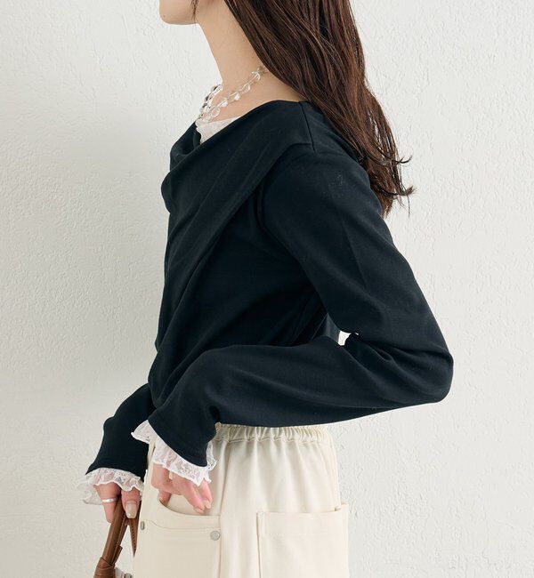  「レースドッキングオフショルプルオーバー」|Tシャツ・カットソー|