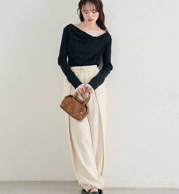  「レースドッキングオフショルプルオーバー」|Tシャツ・カットソー|