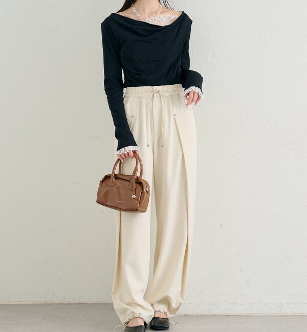  「レースドッキングオフショルプルオーバー」|Tシャツ・カットソー|