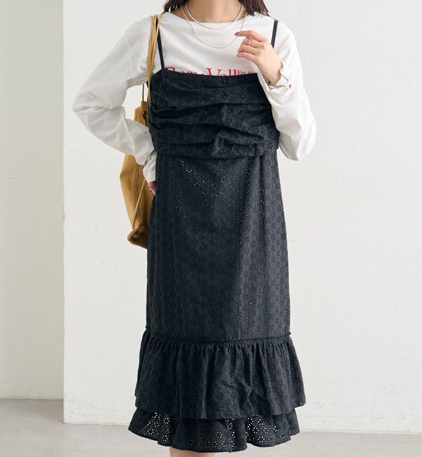  「フラワー刺繍キャミワンピース」|ワンピース|