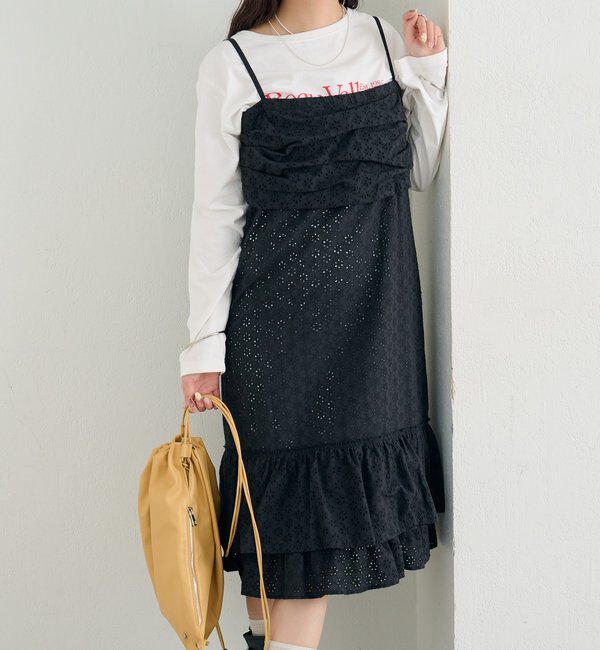  「フラワー刺繍キャミワンピース」|ワンピース|