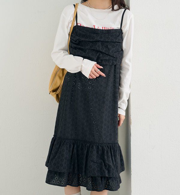  「フラワー刺繍キャミワンピース」|ワンピース|