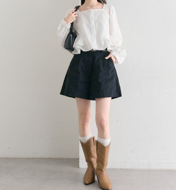  「ベルト付きタックキュロット」|キュロット|