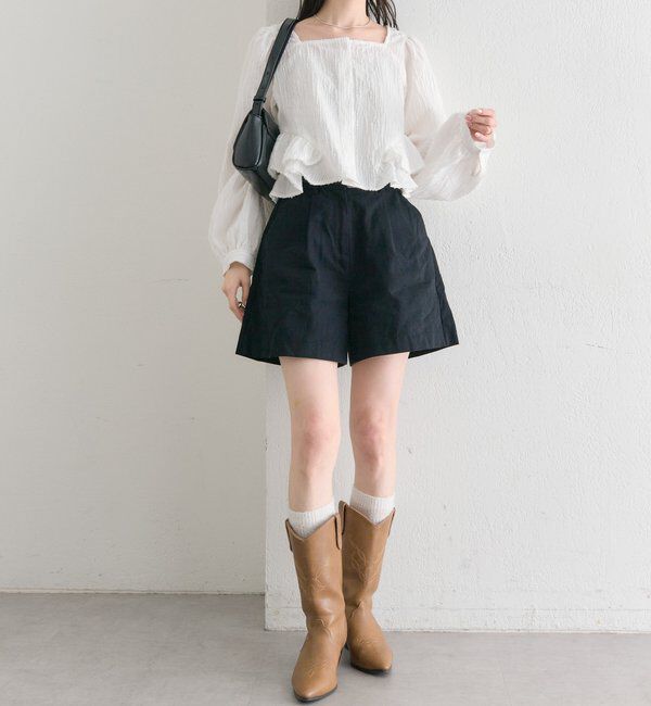  「ベルト付きタックキュロット」|キュロット|