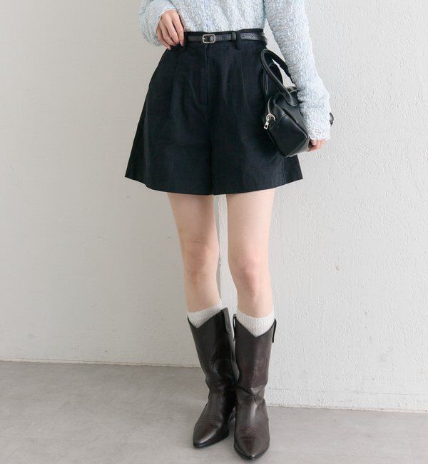  「ベルト付きタックキュロット」|キュロット|