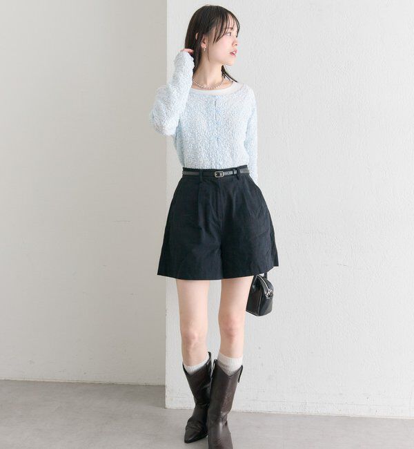  「ベルト付きタックキュロット」|キュロット|