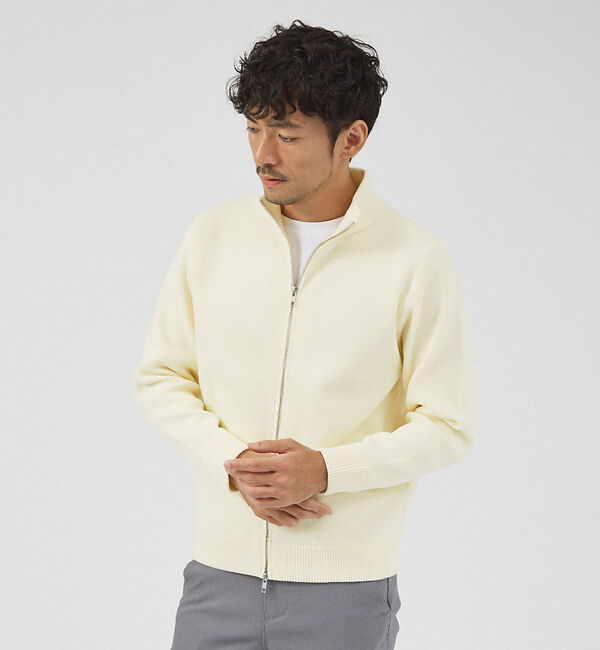 ABAHOUSE「【定番人気】12ゲージ 畦編み ドライバーズニット」|ニット・セーター|ホワイト