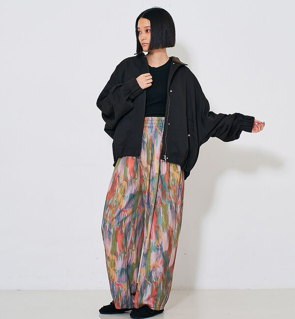 NOMINE「水彩アート ニュアンス柄 タックパンツ」|その他|