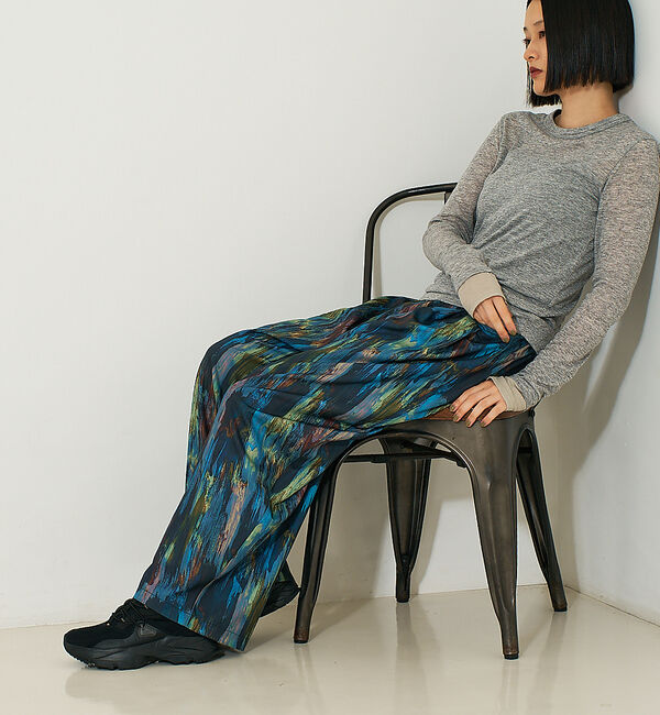 NOMINE「水彩アート ニュアンス柄 タックパンツ」|その他|