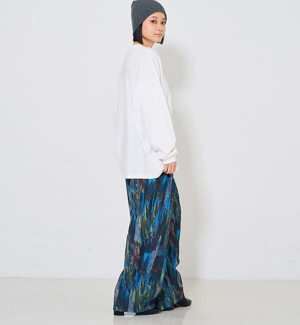 NOMINE「水彩アート ニュアンス柄 タックパンツ」|その他|