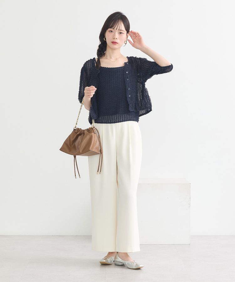 earth music&ecology「ミニフリルカットレースアンサンブル」|カーディガン|