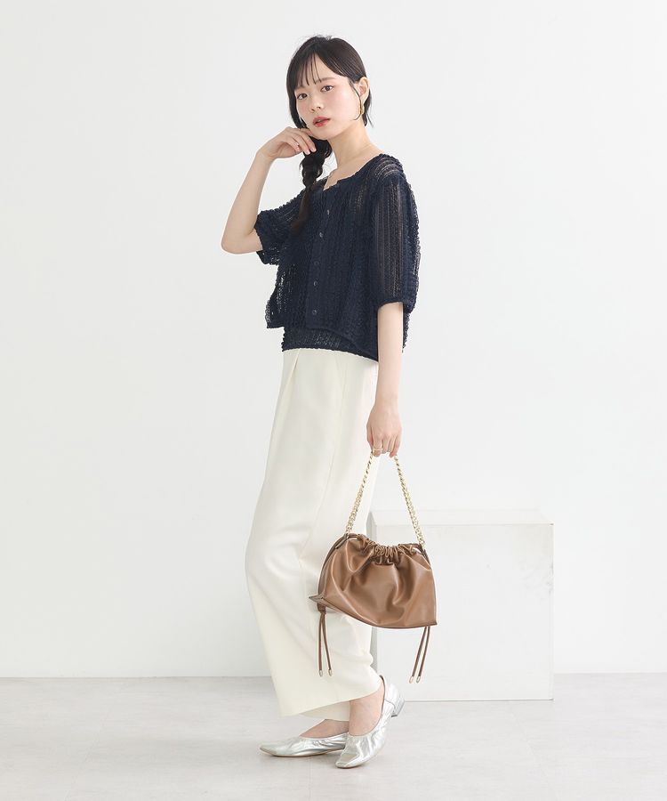 earth music&ecology「ミニフリルカットレースアンサンブル」|カーディガン|