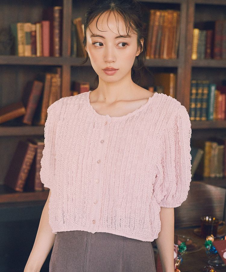 earth music&ecology「ミニフリルカットレースアンサンブル」|カーディガン|