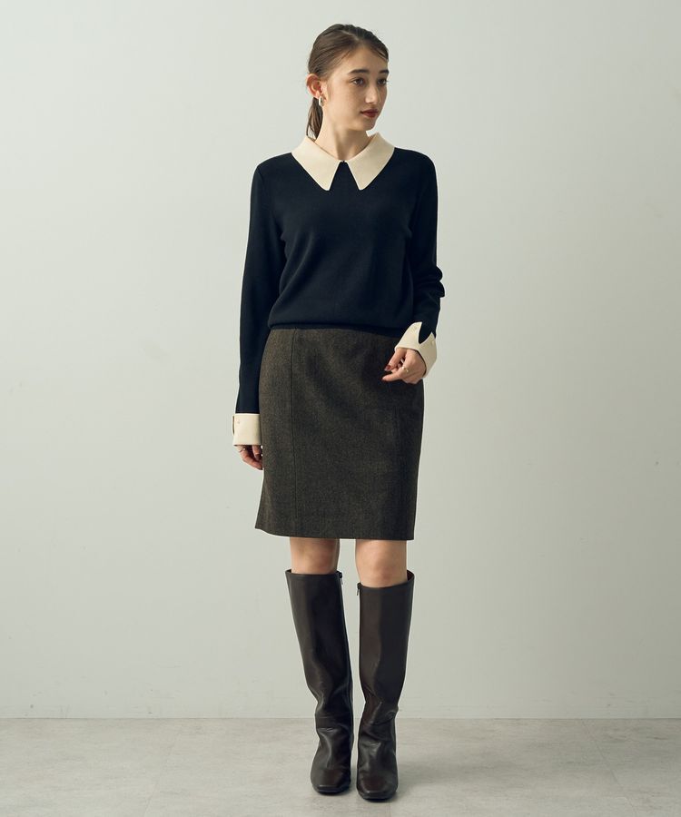 YECCA VECCA「ツイードパイピングスカート」|タイト|