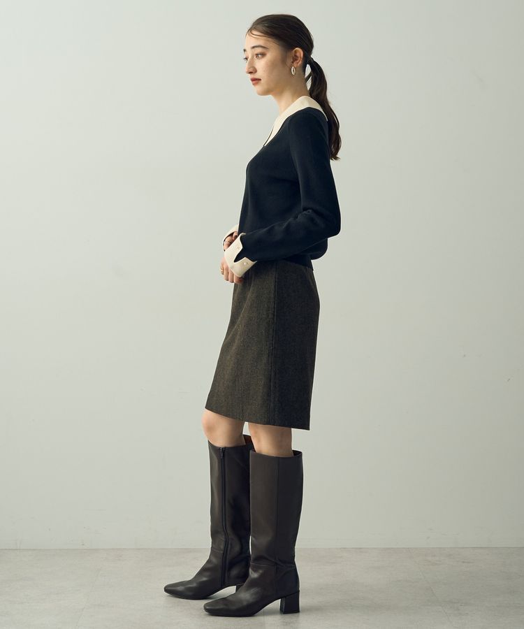 YECCA VECCA「ツイードパイピングスカート」|タイト|