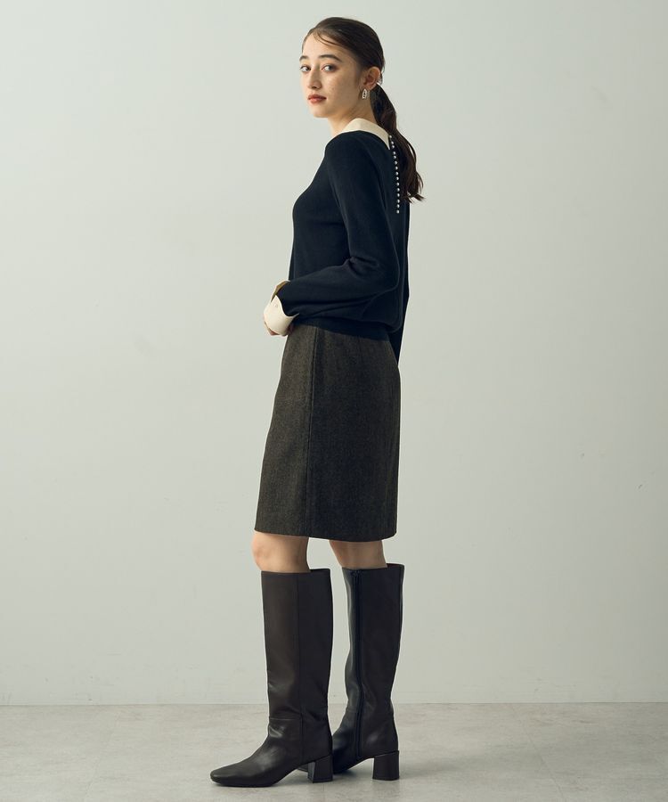 YECCA VECCA「ツイードパイピングスカート」|タイト|