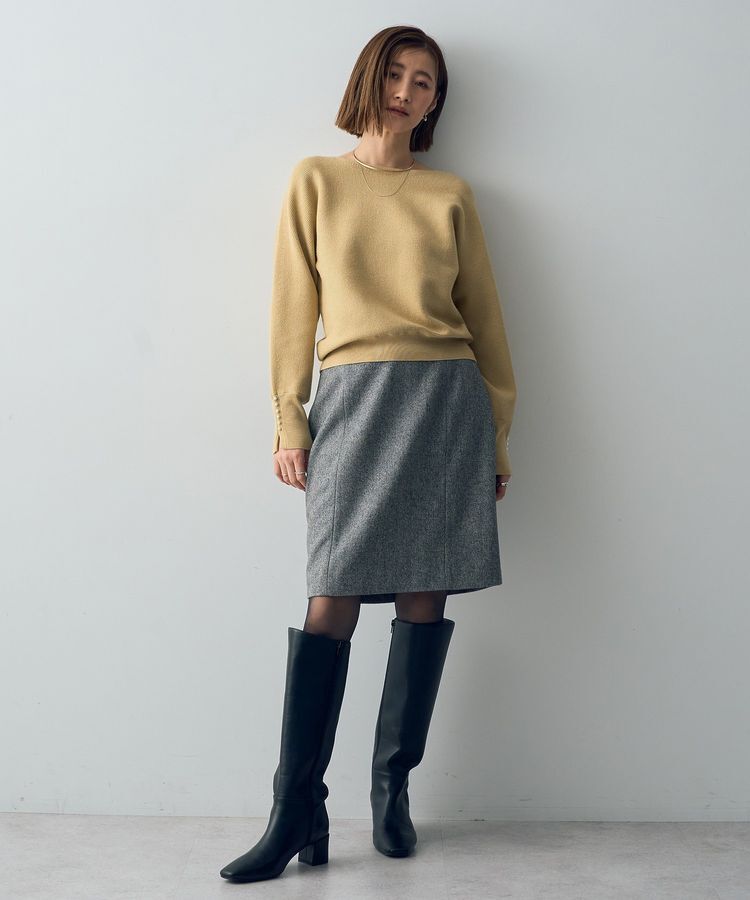 YECCA VECCA「ツイードパイピングスカート」|タイト|