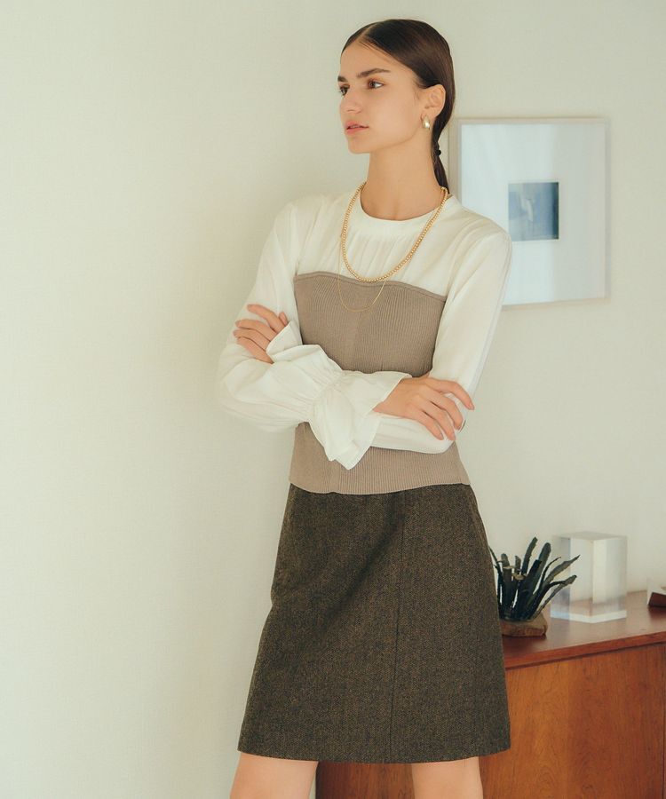 YECCA VECCA「ツイードパイピングスカート」|タイト|