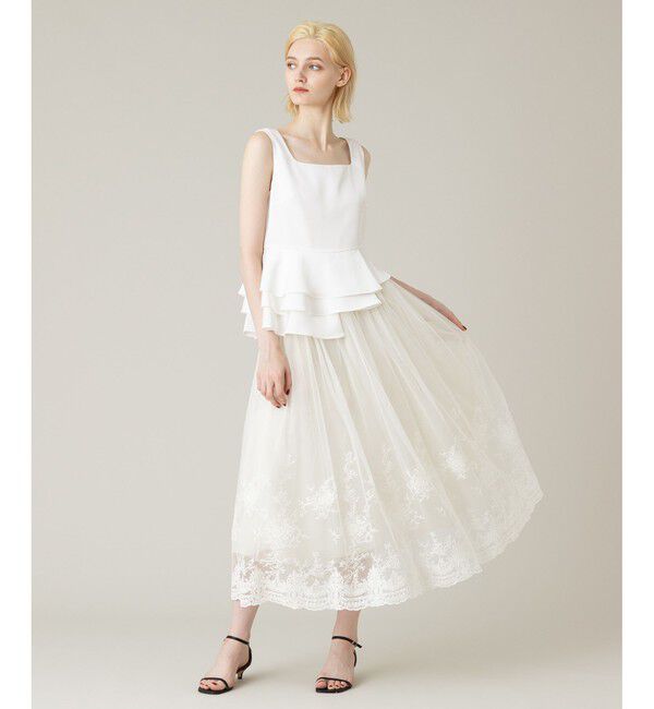 LOULOU WILLOUGHBY「【LOULOU WILLOUGHBY】サテンペプラムスクエアブラウス」|シャツ・ブラウス|