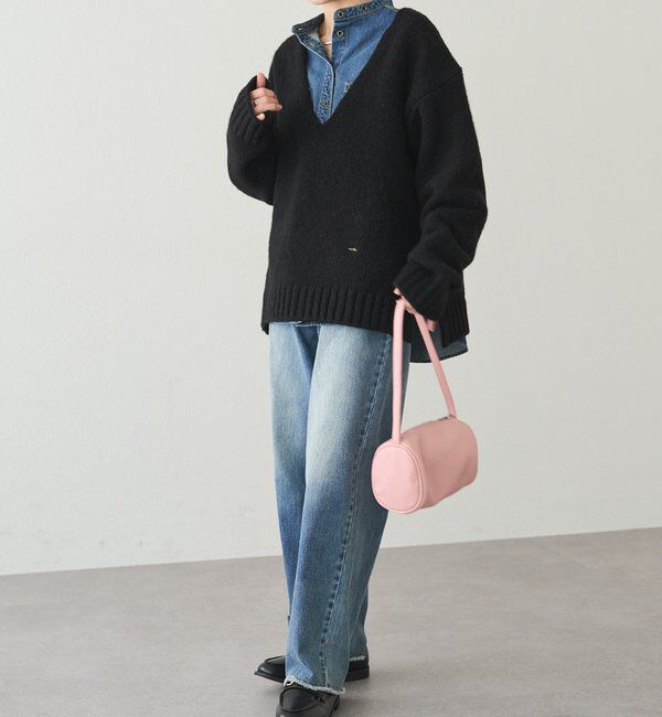  「アルパカ混深Vネックニットプルオーバー」|キャミソール|