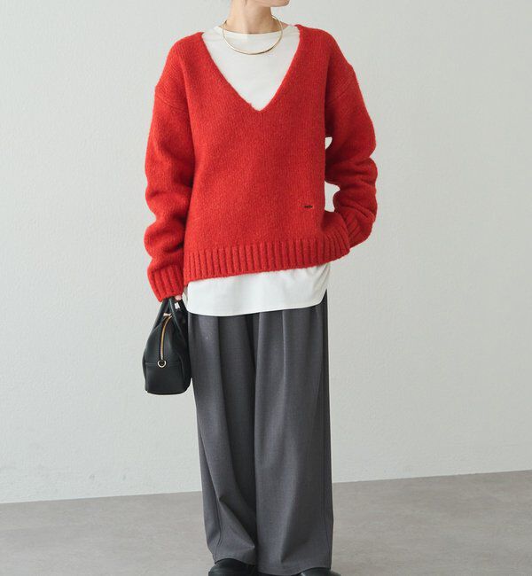  「アルパカ混深Vネックニットプルオーバー」|キャミソール|