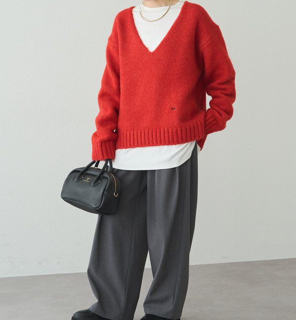  「アルパカ混深Vネックニットプルオーバー」|キャミソール|