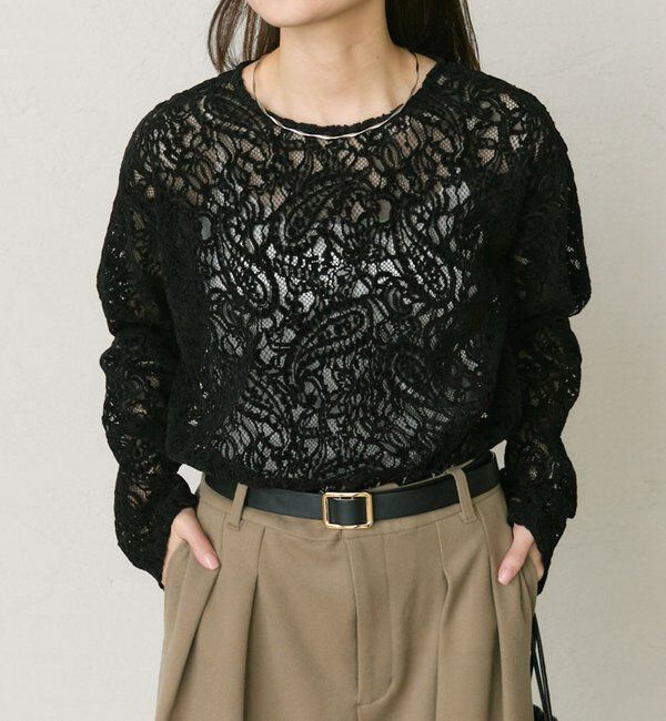  「モールペイズリーストレッチレースプルオーバー」|プルオーバー|