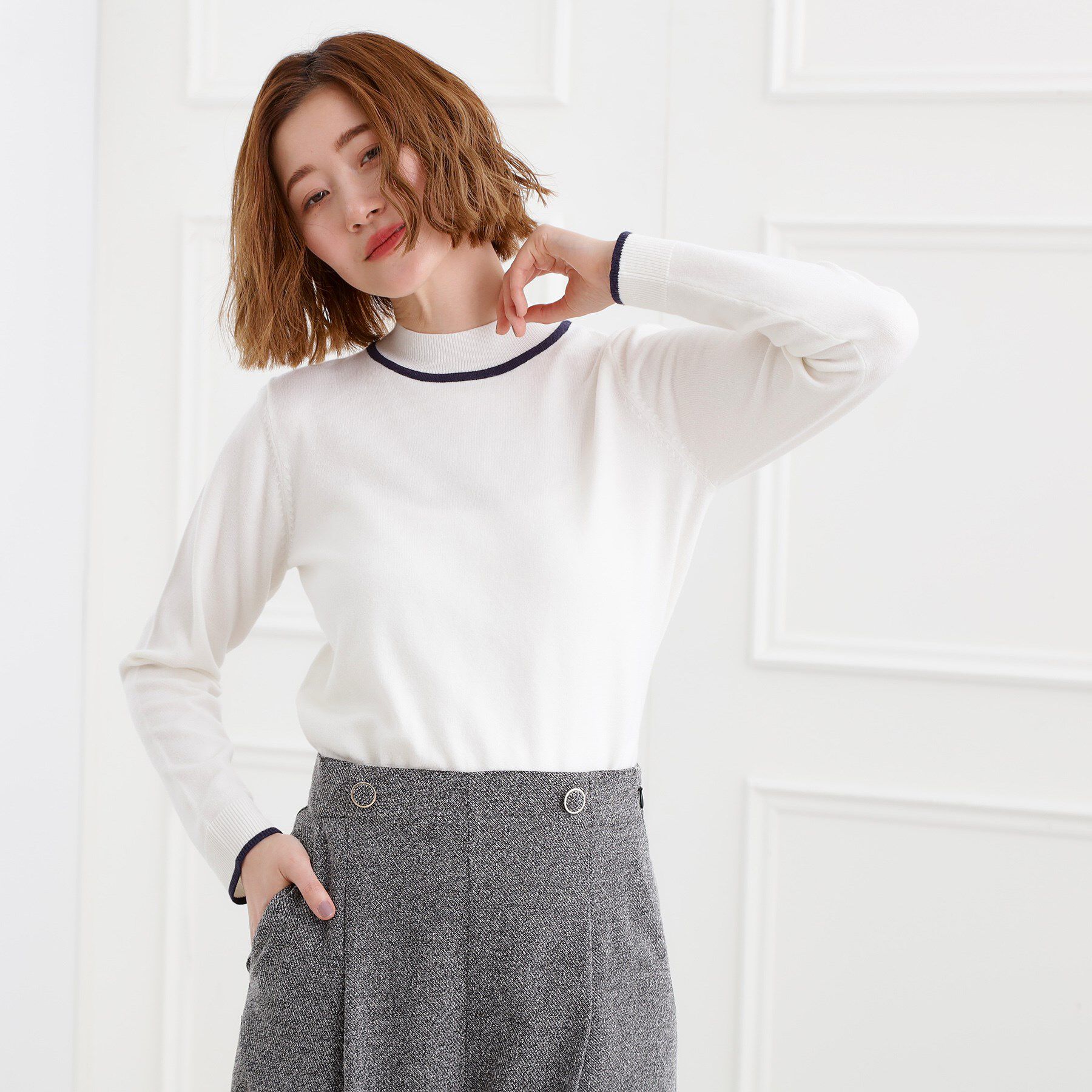 grove「バイカラーハイネックニット」|ニット・セーター|