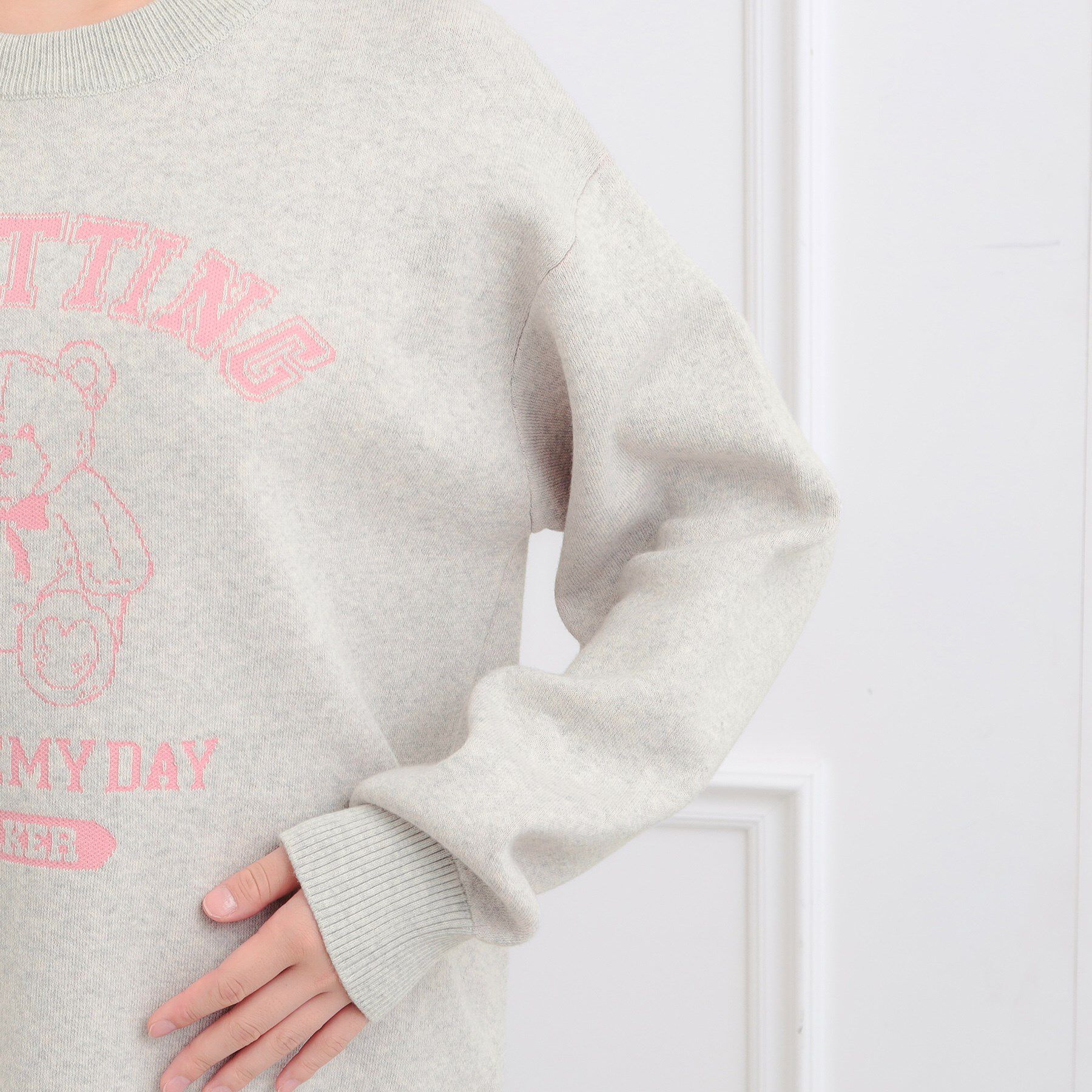 PINK-latte「コットンジャカードくまプルオーバー」|ニット・セーター|