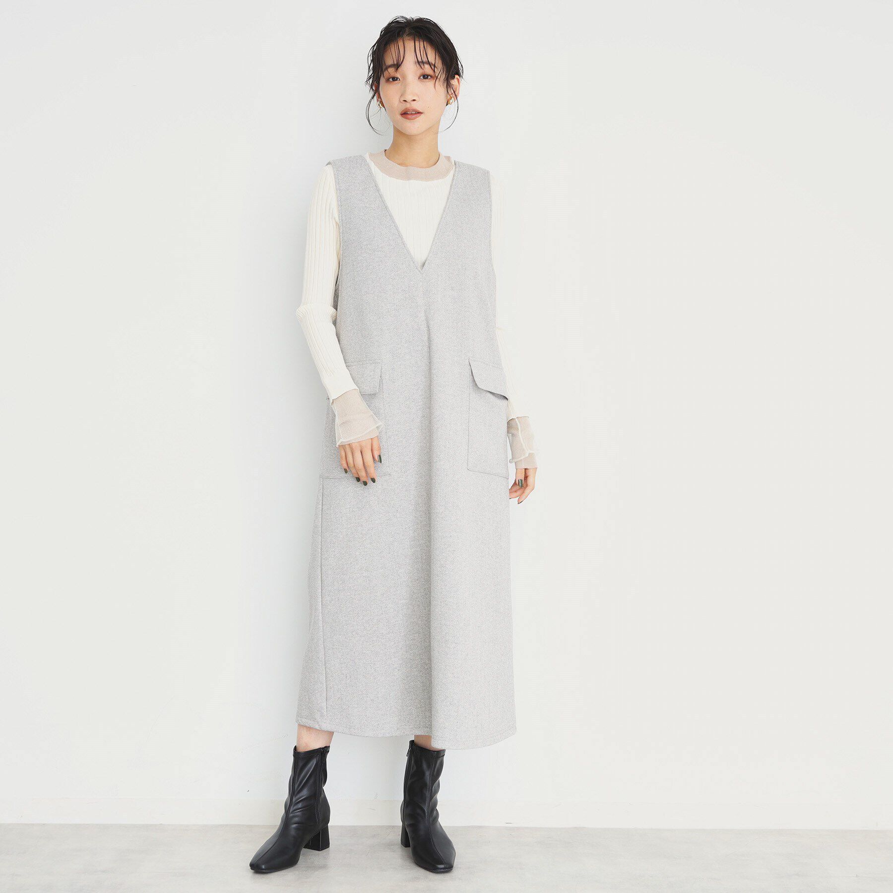 THE SHOP TK「アソート柄Vネックジャンスカ/洗える」|ワンピース|